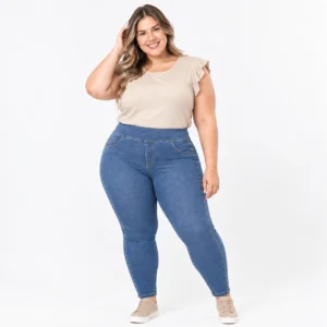 Leggings jeans moldeador plus size – Azul
