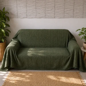 Manta de cama y sofá de poyvi reforzado – Verde Musgo