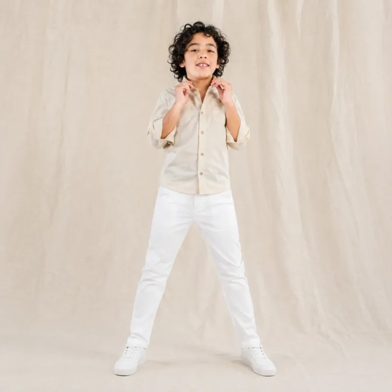 Pantalon sarga sports para niños – Blanco