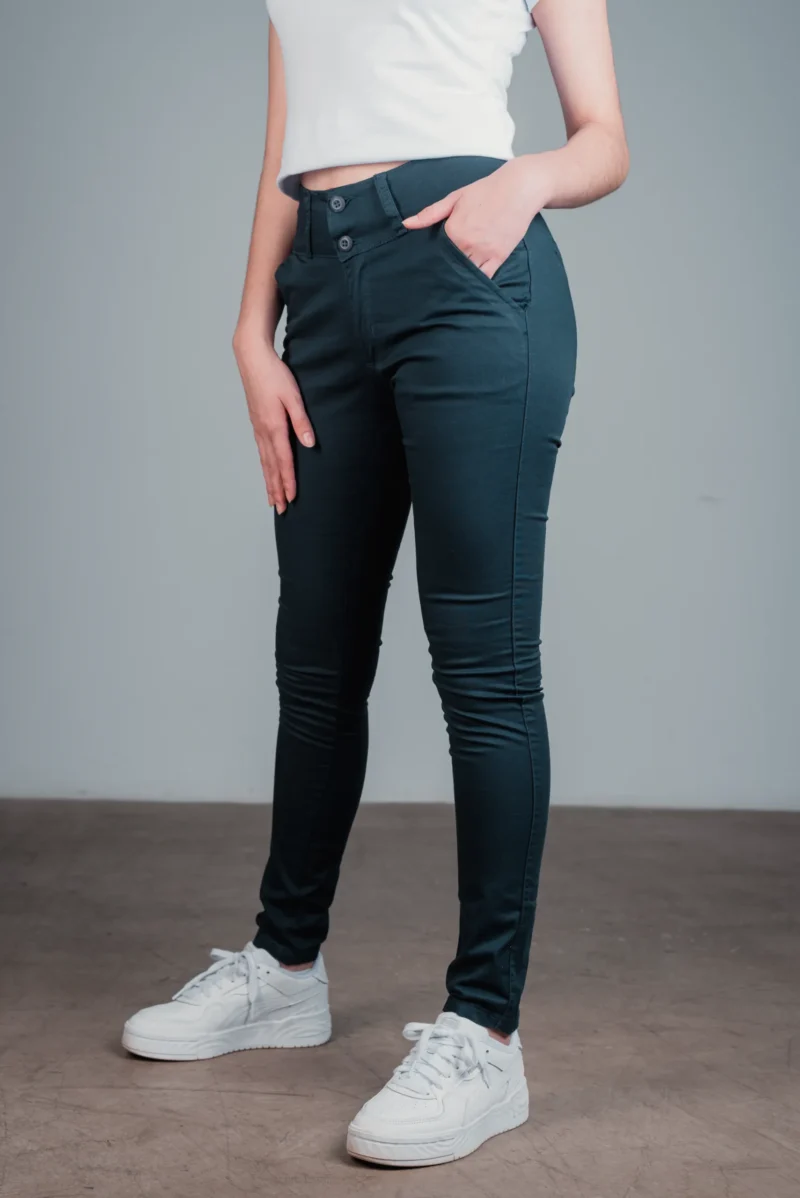 Pantalón sport chino cintura alta – Azul