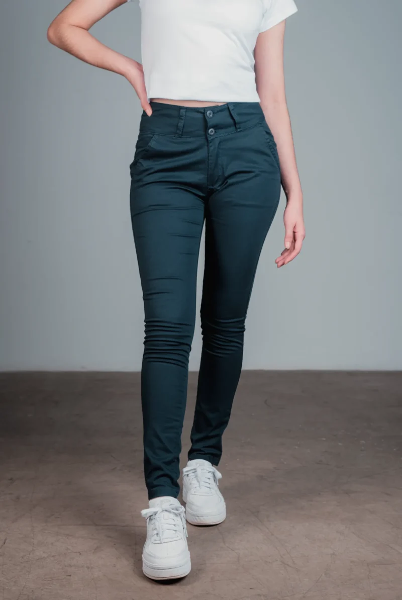 Pantalón sport chino cintura alta – Azul