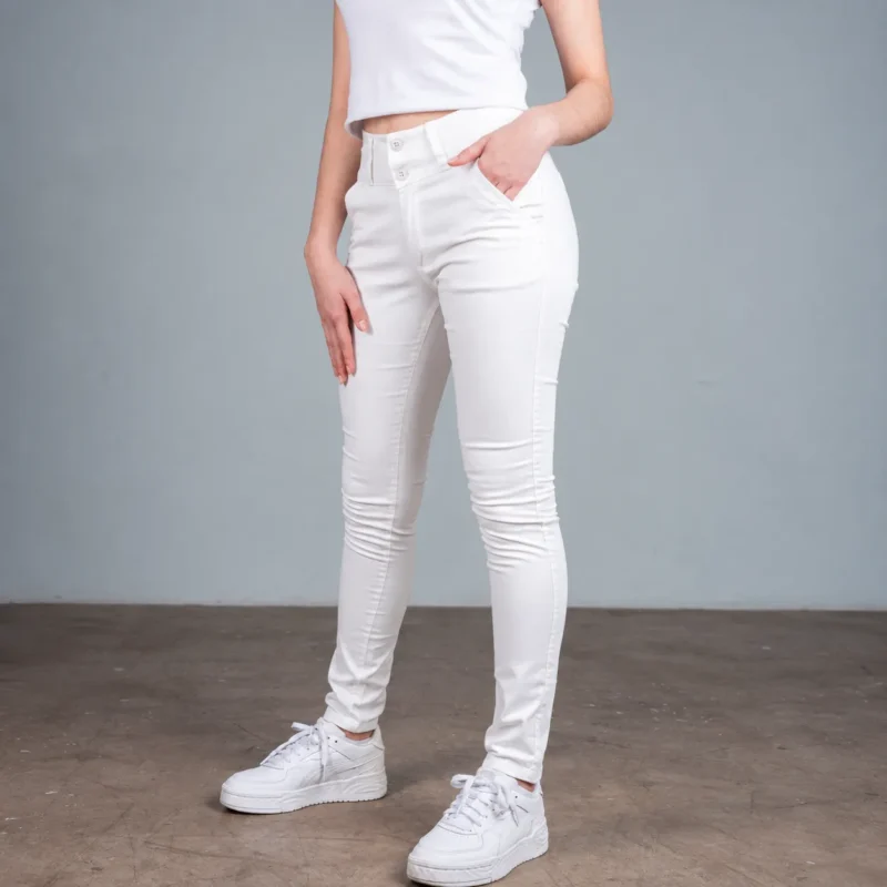 Pantalón sport chino cintura alta – Blanco