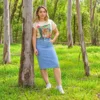 Pollera larga basic jeans – Celeste