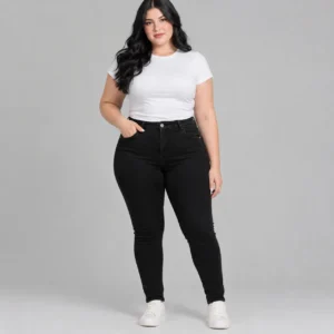 Skinny jeans negro plus size – Negro