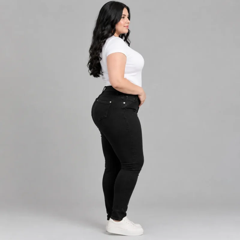Skinny jeans negro plus size – Negro